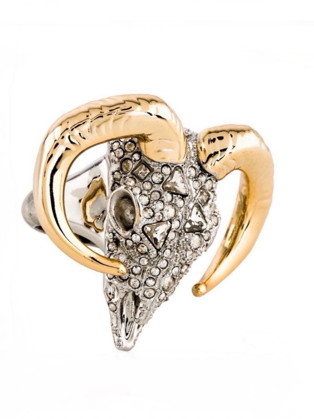 NEW Alexis Bittar Ram Skull Pave Crystal Statement Ring Size 7 AU28